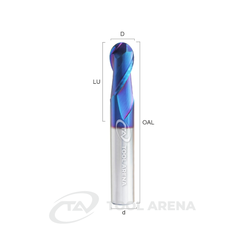 720801 Фреза твердосплавная сферическая D1x2x50x4xZ2 HH UH0902 NaCo UNIHARD фото